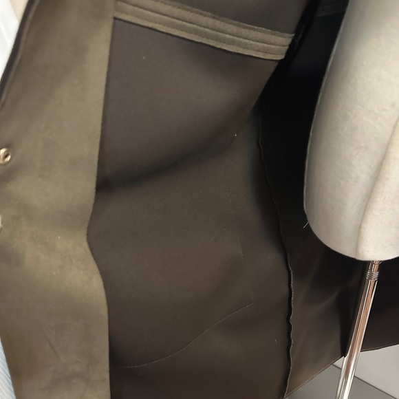 ZARA Women’s Size Large Faux Suede Olive Green Button‑Down Coat with Gold Button - Picture 9 of 15